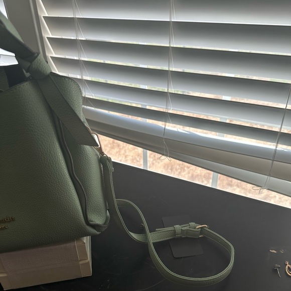 kate spade Pebbled Sage Green Leather Shoulder Bag with Gold Hardware